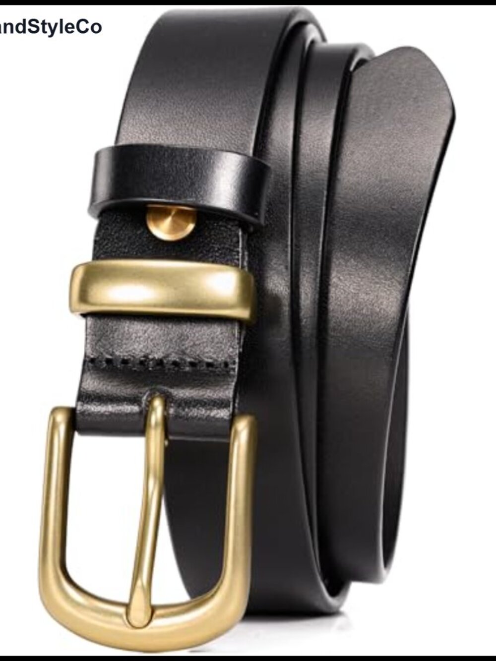 Women's 100% Italian Full Grain Leather Belt with Gold Buckle, 1.1 inch, No